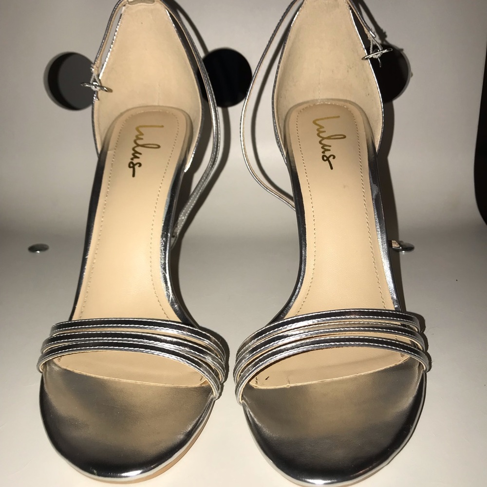 Lulus Silver Heels (4.25 inch heel) Never Worn